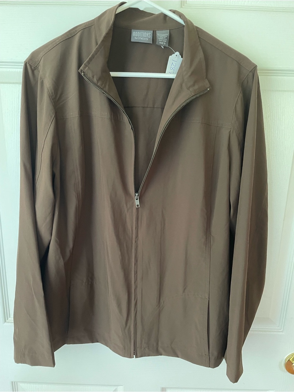 Additions by Chico’s Size 3 (XL / 16–18) Brown Stretch Zip Jacket Pockets 🤎